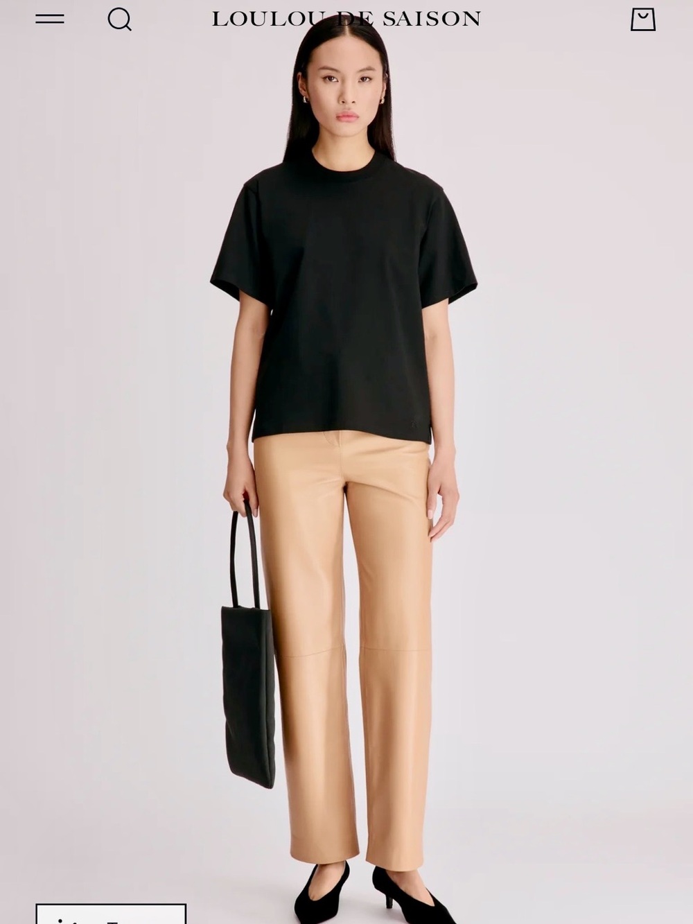 Loulou Studio talento lds boxy crop Black Short Sleeve Crewneck Tee